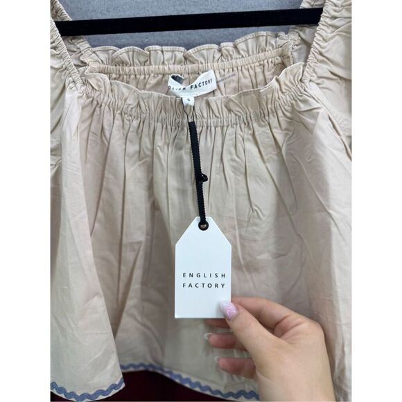 NWT English Factory Womens Pink Red RicRac Trim Layered Poplin Duffy Top Size L - Picture 5 of 7